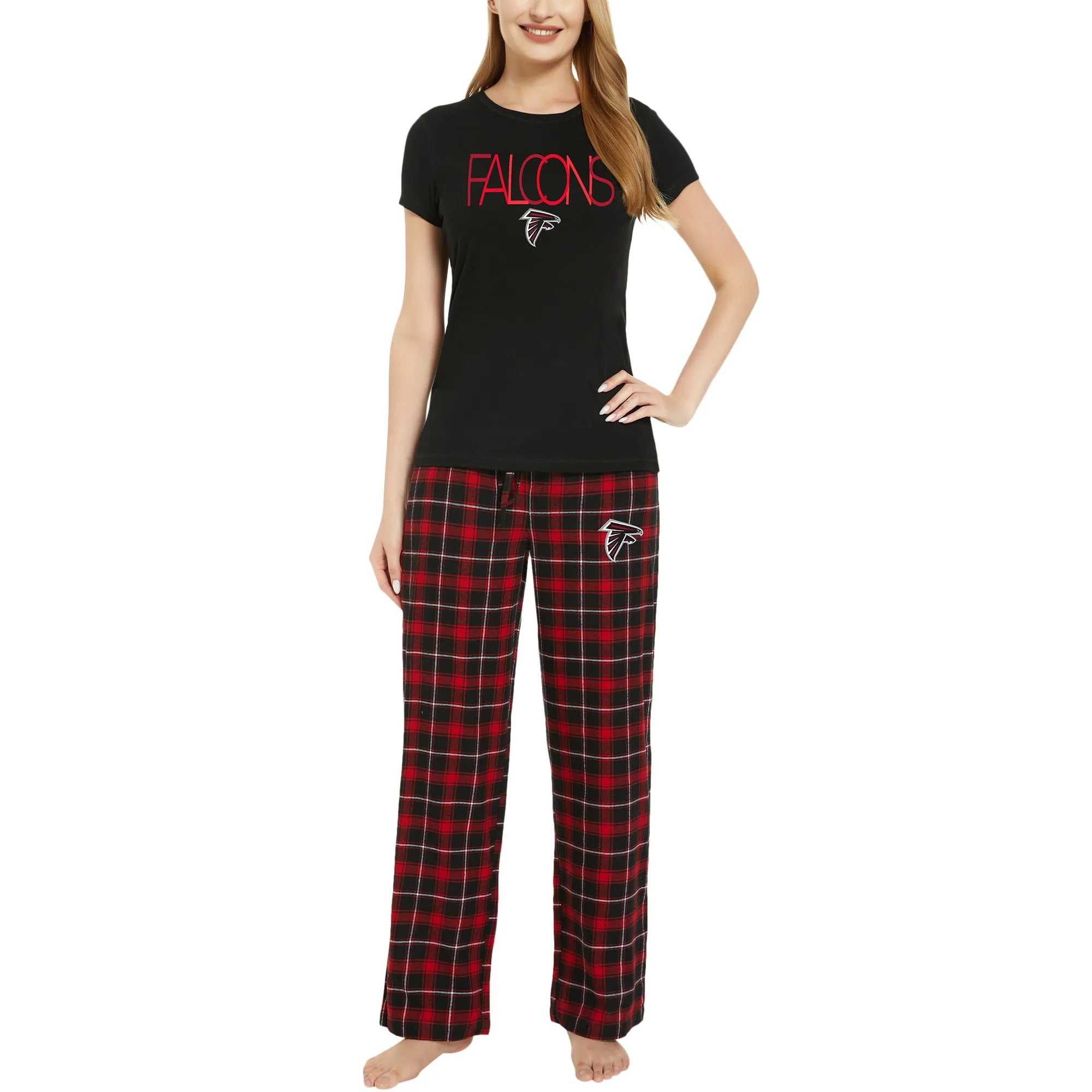 Lids Women's Concepts Sport Black/Red Atlanta Falcons Arctic T-Shirt & Flannel Pants Sleep Set